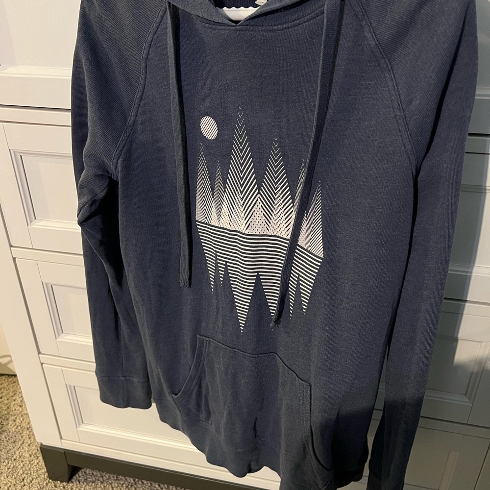 Navy Blue Graphic Hoodie Sweater